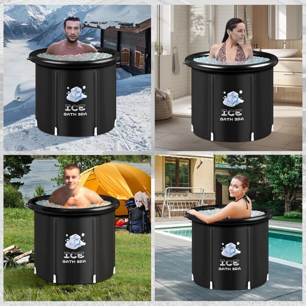 Ice Bath Tub with Lid - 320L Portable Outdoor Cold Plunge Pool for Cold Water Therapy  Sports - Black