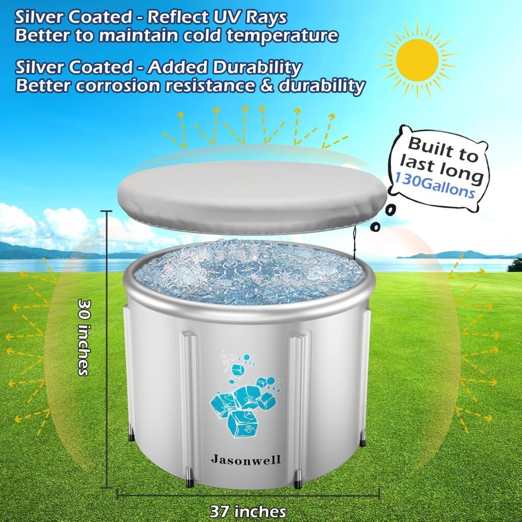 Jasonwell Ice Bath Tub for Athletes - Heavy Duty Cold Water Therapy Plunge Tub Ice Pod for Recovery Portable Ice Barrel Plunge Pool for Outdoor Inflatable Hot Tub Bathtub at Home for Adults