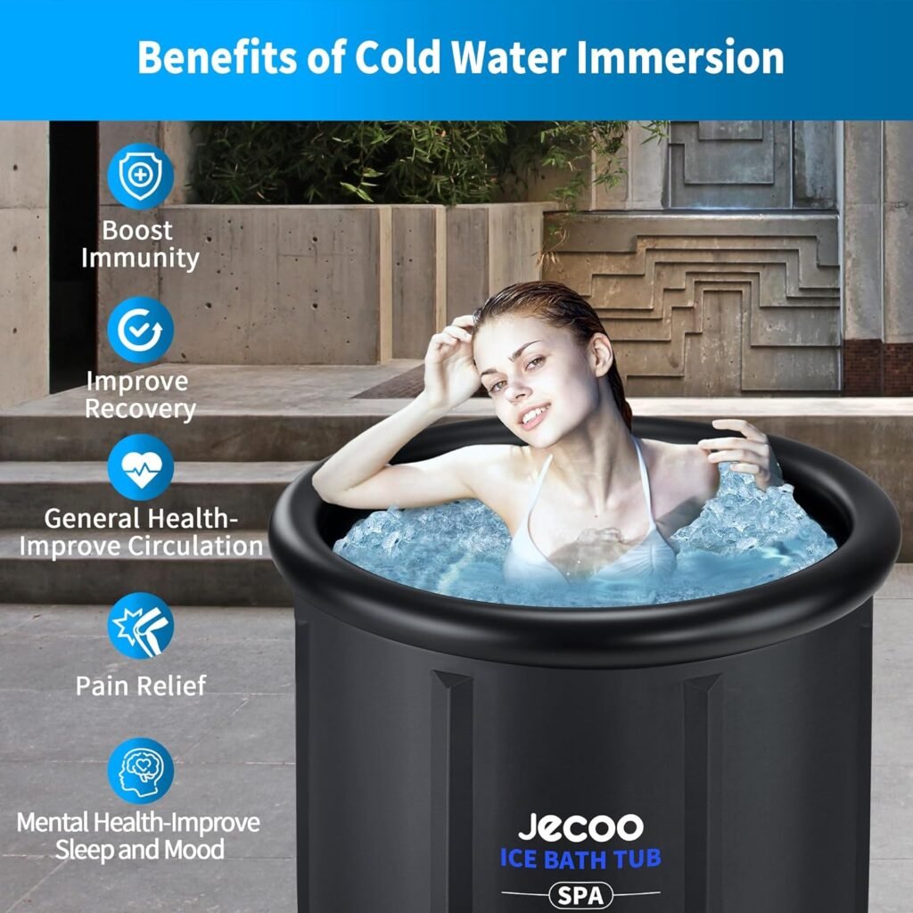 Jecoo Ice Bath Tub for Athletes, 90 Gal Heavy Duty Cold Plunge Tub Portable Cold Plunge for Adults Ice Baths Cold Water Therapy for Recovery at Home, Gyms, Indoor Outdoor