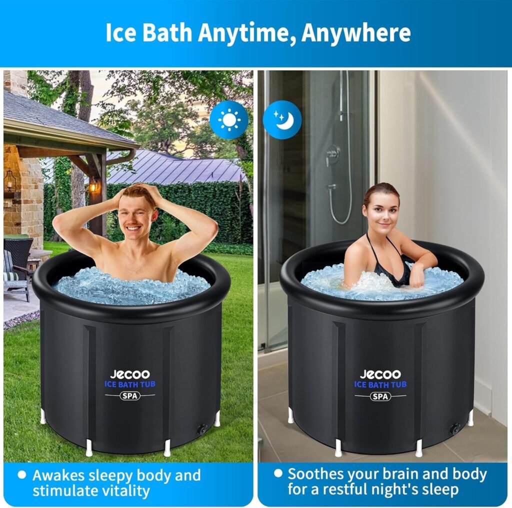 Jecoo Ice Bath Tub for Athletes, 90 Gal Heavy Duty Cold Plunge Tub Portable Cold Plunge for Adults Ice Baths Cold Water Therapy for Recovery at Home, Gyms, Indoor Outdoor