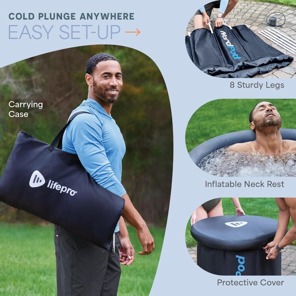 Lifepro Portable Ice Bath Tub for Cold Plunge with Cover and Storage Bag - Home  Travel Ice Bath Tub for Athletes and Adults, Durable Portable Cold Plunge Tub for Outdoor, Plunge Pool