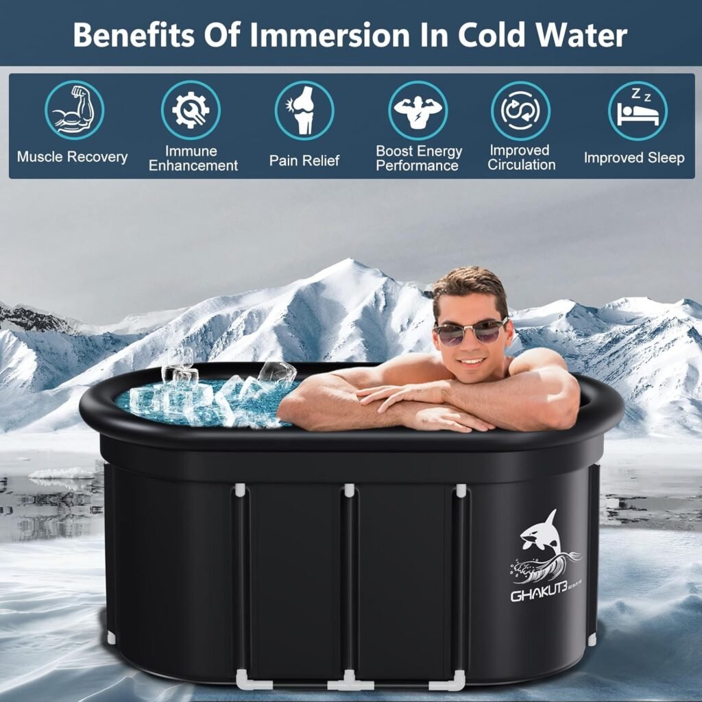 Upgrade XL 130 Gal Oval Ice Bath Tub for Athletes, Cold Plunge Tub for Recovery, Portable Ice Bath Cold Water Therapy Plunge, Ice Plunge Tub Anywhere for Outdoor Gym Indoor - Large Size Comfortable