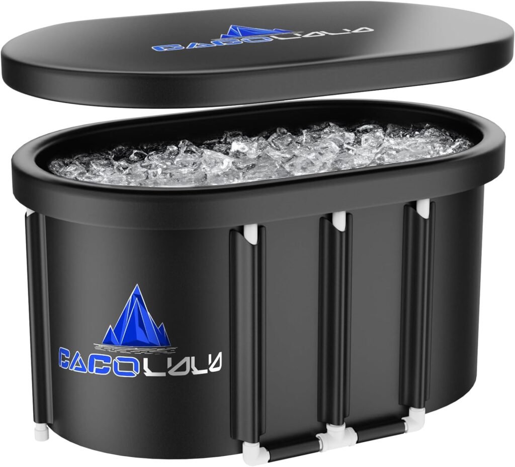 XL Ice Bath Tub for Athletes - 115 Gal Portable Cold Plunge with Cover for Outdoor Garden Yard Gym, Upgraded Frame Collapsible Ice Pod for Adults Cold Therapy Includes Cover, Storage Bag