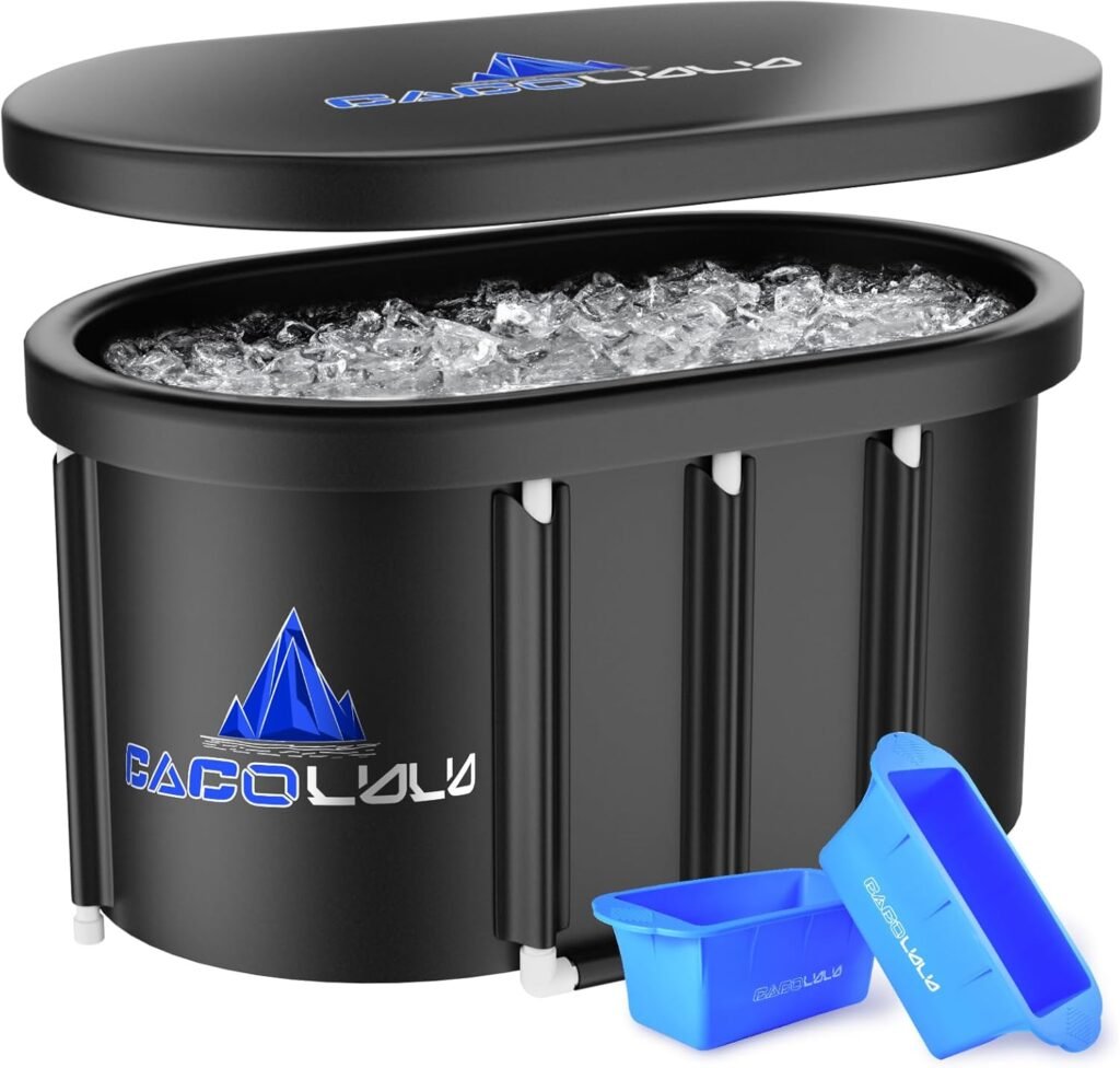 XL Ice Bath Tub for Athletes - 115 Gal Portable Cold Plunge with Cover for Outdoor Garden Yard Gym, Upgraded Frame Collapsible Ice Pod for Adults Cold Therapy Includes Cover, Storage Bag