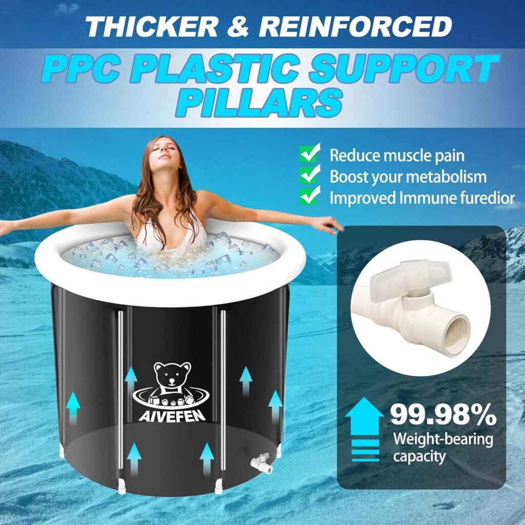 XL Large Cold Plunge Tub for Athletes with Cover, 101 Gallons Ice Bath Tub, Portable Ice Bath Plunge Pool for Indoor, Outdoor, Camping Trips and Cold Water Therapy Training